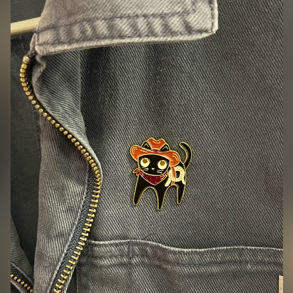 3/$15 Sparkly Western Rodeo Cowboy Cat Pin Brooch - Picture 3 of 5